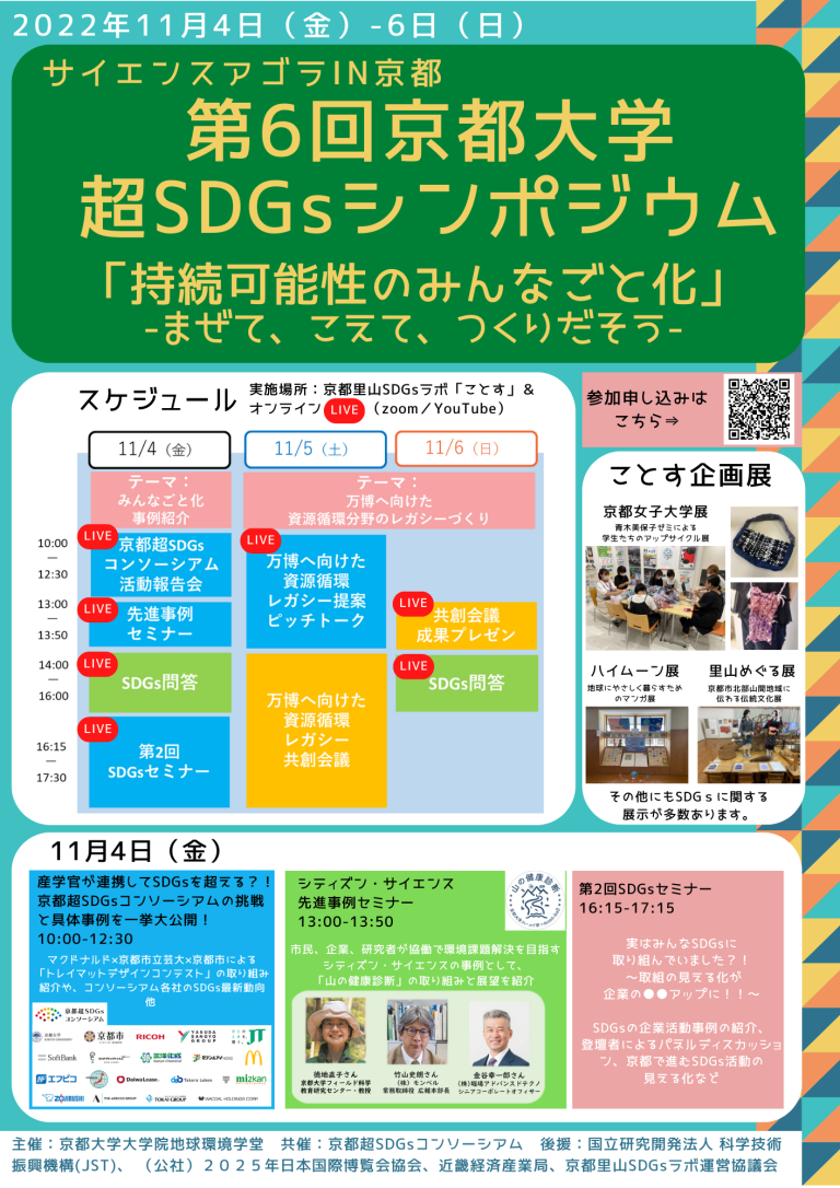 「第6回京都大学“超”SDGsシンポジウム」ピッチトークで登壇します